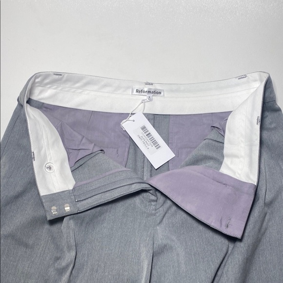 Reformation Alex Mid Rise Pant In Grey Twill, SZ 8, NWT - Picture 13 of 16